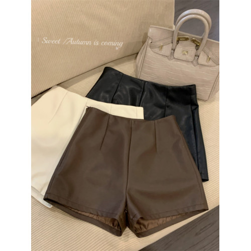 2024新款秋季女皮短褲顯瘦彈力包臀緊身超短性感皮熱褲百搭靴褲