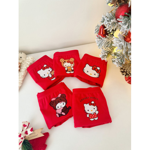 好運常在3條裝可愛少女新年本命年大紅色中腰純棉抑菌襠女士內褲