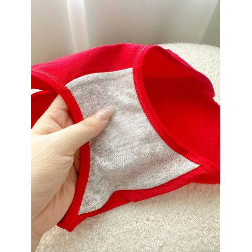 好運常在3條裝可愛少女新年本命年大紅色中腰純棉抑菌襠女士內褲