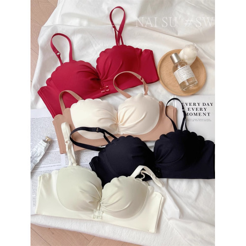 維多利亞2026新款無痕紅色內衣女小胸聚攏無鋼圈文胸套裝結婚新娘