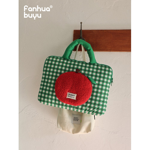 梵花不語可愛蘋果手提筆記型電腦包14寸可攜式手提包女適用蘋果小米華爲防震保護包平板收納包