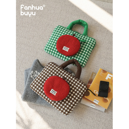 梵花不語可愛蘋果手提筆記型電腦包14寸可攜式手提包女適用蘋果小米華爲防震保護包平板收納包