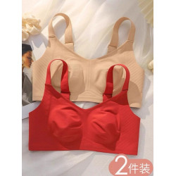 秋冬磨毛薄款兔耳朵大胸顯小保暖內衣無痕收副乳背心無鋼圈文胸罩