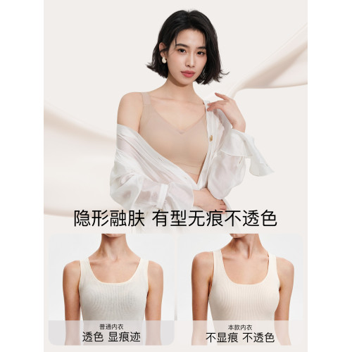 婷美大胸顯小內衣女無痕全罩杯薄款收副乳防下垂隱形粉底液文胸罩