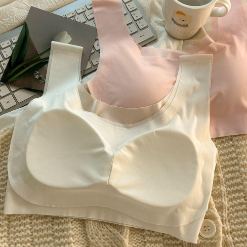 冰絲無痕內衣女學生無鋼圈運動聚攏少女文胸舒適透氣顯小吊帶背心