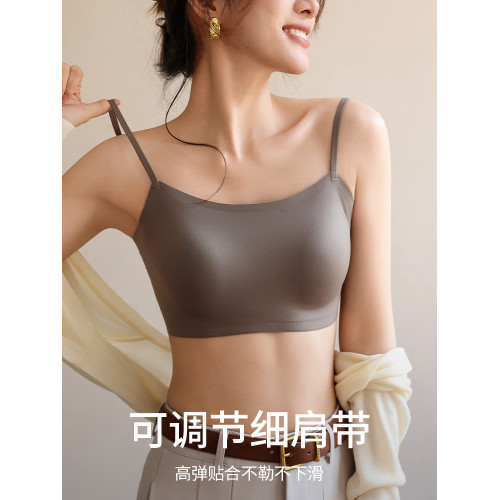 無痕美背粉底液隱形內衣女夏2026新款文胸一體背心冰絲無鋼圈胸罩