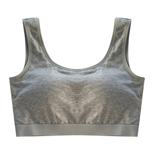 純棉防震運動無鋼圈初高中生U型文胸上托聚攏防走光寬肩美背背心