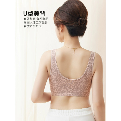 媽媽內衣前釦大碼無痕中老年人胸罩純棉固定杯薄款無鋼圈美背文胸
