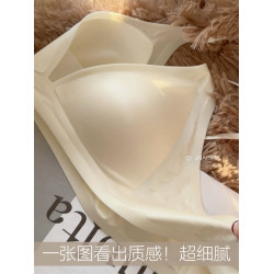 日系牛奶緞 無痕小胸內衣女士法式深V領細肩帶薄款無鋼圈文胸罩夏