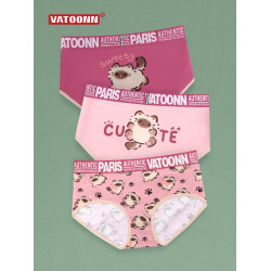 3條女純棉內褲三角中腰收腹易洗抗菌襠透氣大碼可愛印花歐美潮流