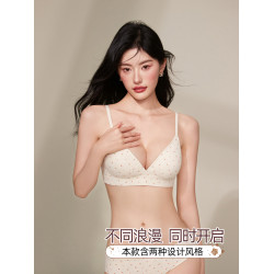 六隻兔子法式小V領內衣女小胸聚攏收副乳防下垂無鋼圈文胸罩套裝