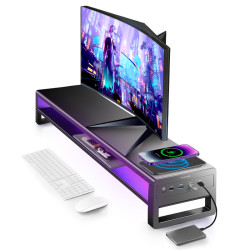 炫彩職業級電競顯示器增高架桌上型電腦支架多功能無線快充USB擴展