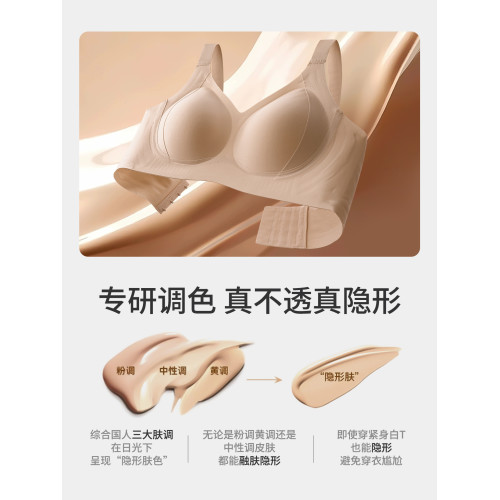 古今@無痕內衣女大胸顯小薄款提拉反重力聚攏無鋼圈運動舒適文胸