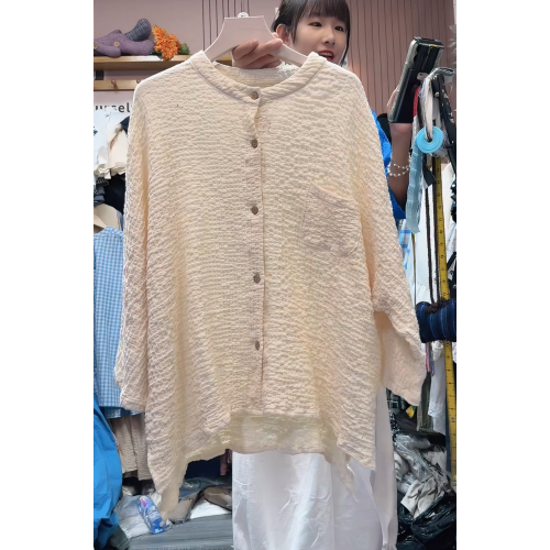 726稀疏麻襯衫開衫上衣壓皺 胸圍160衣長62-69圓領主播力薦