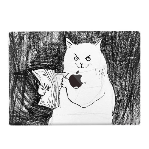 適用新款Macbook保護殼m3輕軟m4蘋果筆記型電腦套air 13薄殼透明m2pro13/14/15防摔2338卡通2442簡約畫數錢貓