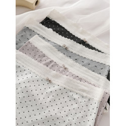 法式蕾絲大碼內褲胖mm女透氣抑菌蠶絲襠復古波點200斤包臀三角褲