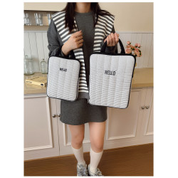 手提電腦包14寸韓版格子撞色適用蘋果macbookair/pro13.3聯想小新華爲筆記型電腦包iPad收納平板包