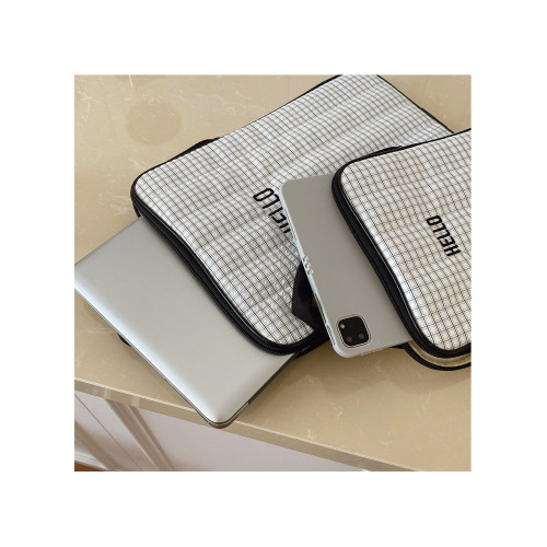手提電腦包14寸韓版格子撞色適用蘋果macbookair/pro13.3聯想小新華爲筆記型電腦包iPad收納平板包