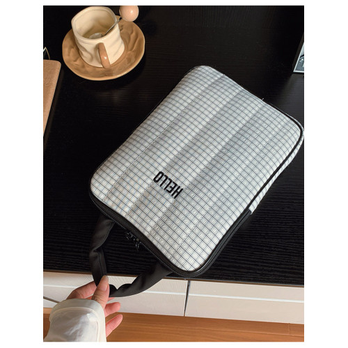 手提電腦包14寸韓版格子撞色適用蘋果macbookair/pro13.3聯想小新華爲筆記型電腦包iPad收納平板包