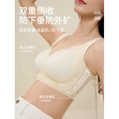 唯一俏薄款透氣聚攏收副乳文胸無鋼圈女生胸大顯小大碼內衣女胸罩