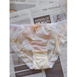 少女の私房浪漫日系少女冰絲內褲小清新拼接刺綉蝴蝶結甜美胖次