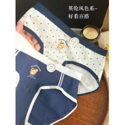 內褲女生純棉襠a類可愛學生藏藍學院風小熊卡通透氣三角褲頭新款