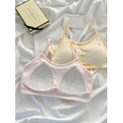 安心貓純棉內衣女發育期固定杯顯小胸吊帶小背心學生抹胸少女文胸