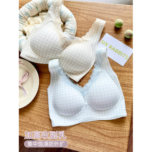 六隻兔子收副乳內衣女小胸聚攏軟支撐胸罩無鋼圈甜美風防下垂文胸