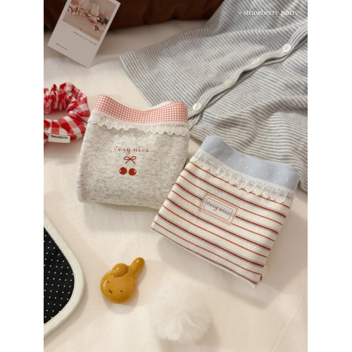 復古櫻桃少女10A軟糯蕾絲邊中腰親膚純棉女士內褲女生抗菌加長襠 復古櫻桃少女10A軟糯蕾絲邊中腰親膚純棉女士內褲女生抗菌加長襠