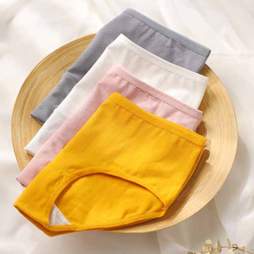 【4條裝】無痕女士內褲 秋冬純棉襠抗菌中腰全棉質大碼少女三角褲