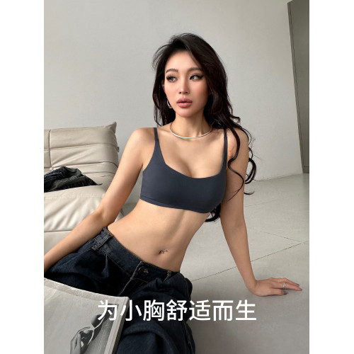 無痕內衣女薄款小胸聚攏方領簡約運動背心無鋼圈文胸罩2025年新款