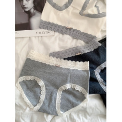 秋冬新款大碼蕾絲少女純棉內褲中高腰全包臀加長抗菌襠短褲三角褲