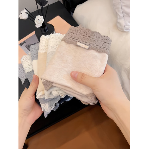 秋冬新款大碼蕾絲少女純棉內褲中高腰全包臀加長抗菌襠短褲三角褲