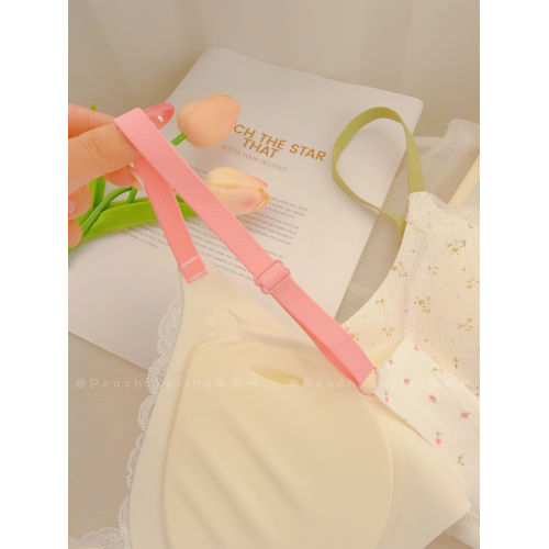 「果溶」蕾絲撞色內衣女生小胸聚攏收副乳無鋼圈文胸學生不空杯新