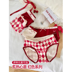 六隻兔子紅色內褲一男一女A類棉10A抑菌底襠中腰本命年情侶內褲