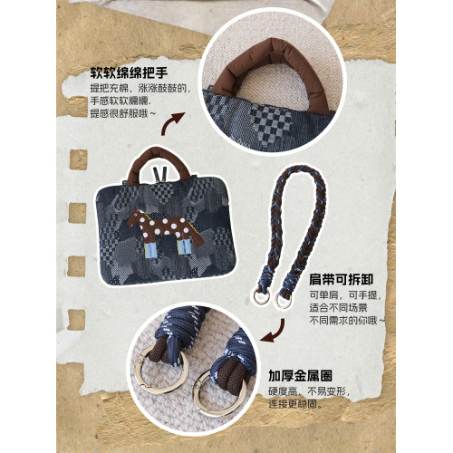 梵花不語小馬筆記型電腦包通勤14/16寸高顔值手提可單肩電腦包女士高級感macbookpro軟絨收納包15寸筆電包