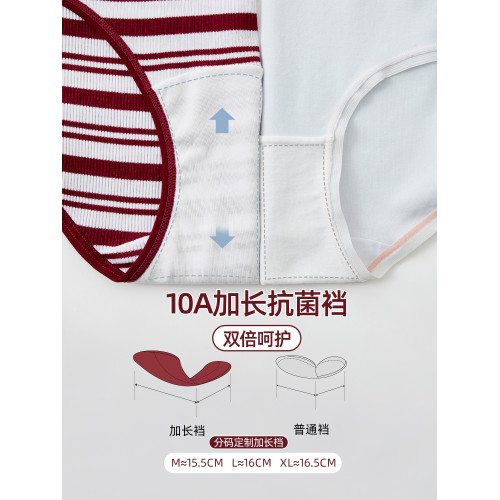 六隻兔子A類棉內褲女10A抑菌加長襠短褲頭全包臀中腰女士三角褲