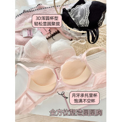 六隻兔子蕾絲內衣女小胸聚攏顯大上托防下垂法式甜美少女文胸罩