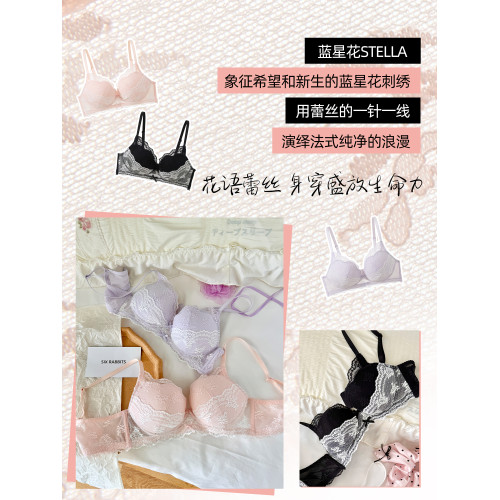 六隻兔子蕾絲內衣女小胸聚攏顯大上托防下垂法式甜美少女文胸罩