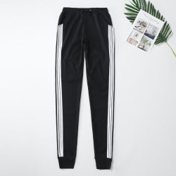 春秋新品薄款三條杠休閒運動收腳小腿長褲顯瘦大碼寬鬆時尚衛褲潮