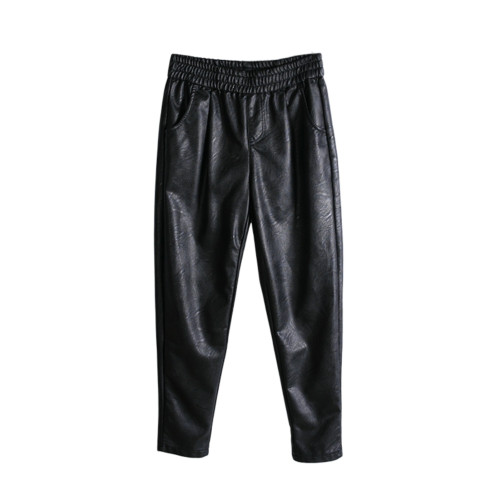 皮褲女2025秋冬外穿高腰薄哈倫顯瘦PU休閒時尚潮牌百搭九分小腳褲