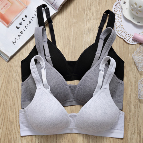 全純棉質無鋼圈夏季初高中學生內衣胸罩薄模杯青春發育期少女文胸