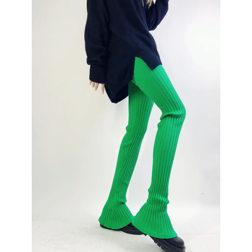 15色春秋超模加長針織喇叭褲高腰歐美彈力顯瘦馬蹄褲百搭毛線打底