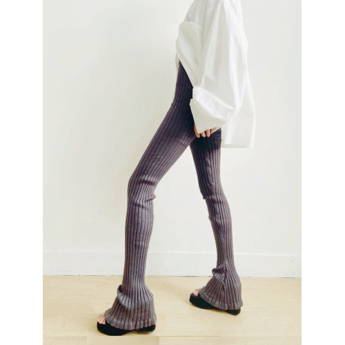 15色春秋超模加長針織喇叭褲高腰歐美彈力顯瘦馬蹄褲百搭毛線打底