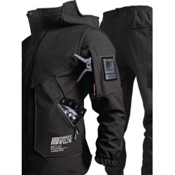 加絨工作服軟殼沖鋒衣套裝男冬季防寒保暖防水防風加厚騎行登山服