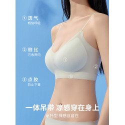 草本初色內衣女無痕薄款無鋼圈小胸聚攏細肩帶舒適涼感背心式文胸