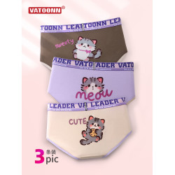 女士內褲卡通貓咪印花低腰純棉三角抑菌襠大碼簡約美式夏薄款