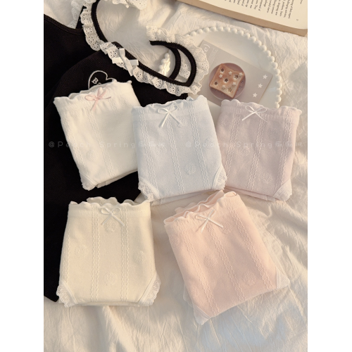 雲朵棉花糖 ~10A抑菌純棉內褲少女生純色提花全棉透氣2025夏薄款