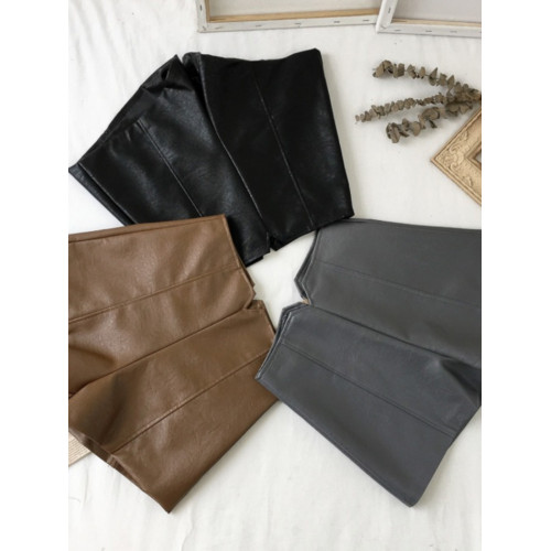 pu皮短褲女秋冬季外穿小個子2023新款黑色高腰顯瘦濶腿褲打底靴褲