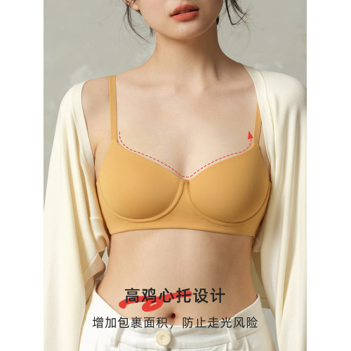 親膚日記小胸聚攏內衣女夏季薄款無鋼圈不空杯防走光無痕隱形文胸